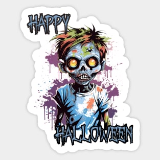 Spooky Zombie Boy Happy Halloween Sticker